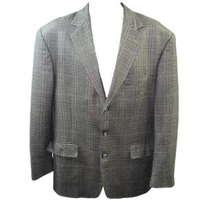 Andrew Fezza Fusion 44R Jacket Grey Blazer Lambswool Checkered‎ 3-Button Notch